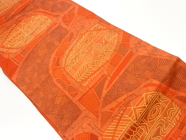 本場筑前博多抽象模様織出し名古屋帯